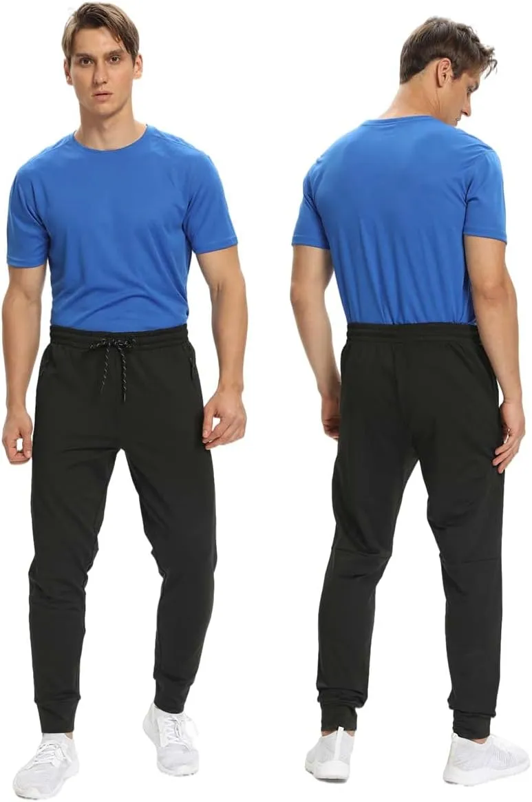 1 Pack/2 Pack Mens Jogger Gym Sweatpants, Athletic Jogger Workout Pants for Men,Running Track Pants with Zipper Pockets