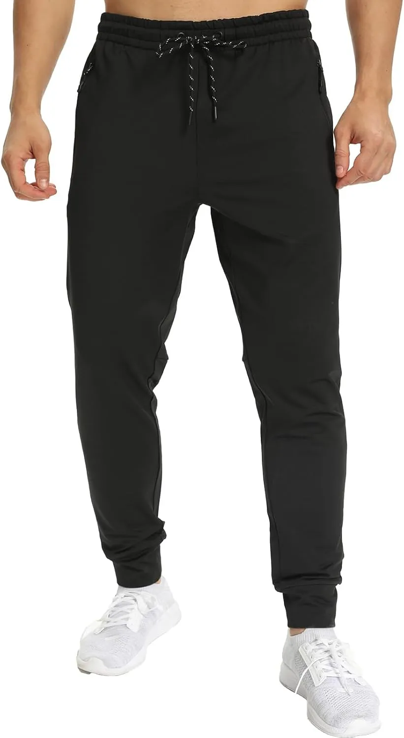 1 Pack/2 Pack Mens Jogger Gym Sweatpants, Athletic Jogger Workout Pants for Men,Running Track Pants with Zipper Pockets