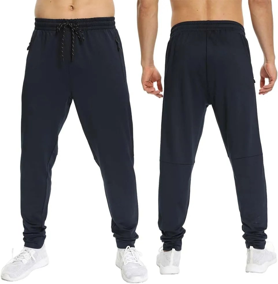 1 Pack/2 Pack Mens Jogger Gym Sweatpants, Athletic Jogger Workout Pants for Men,Running Track Pants with Zipper Pockets