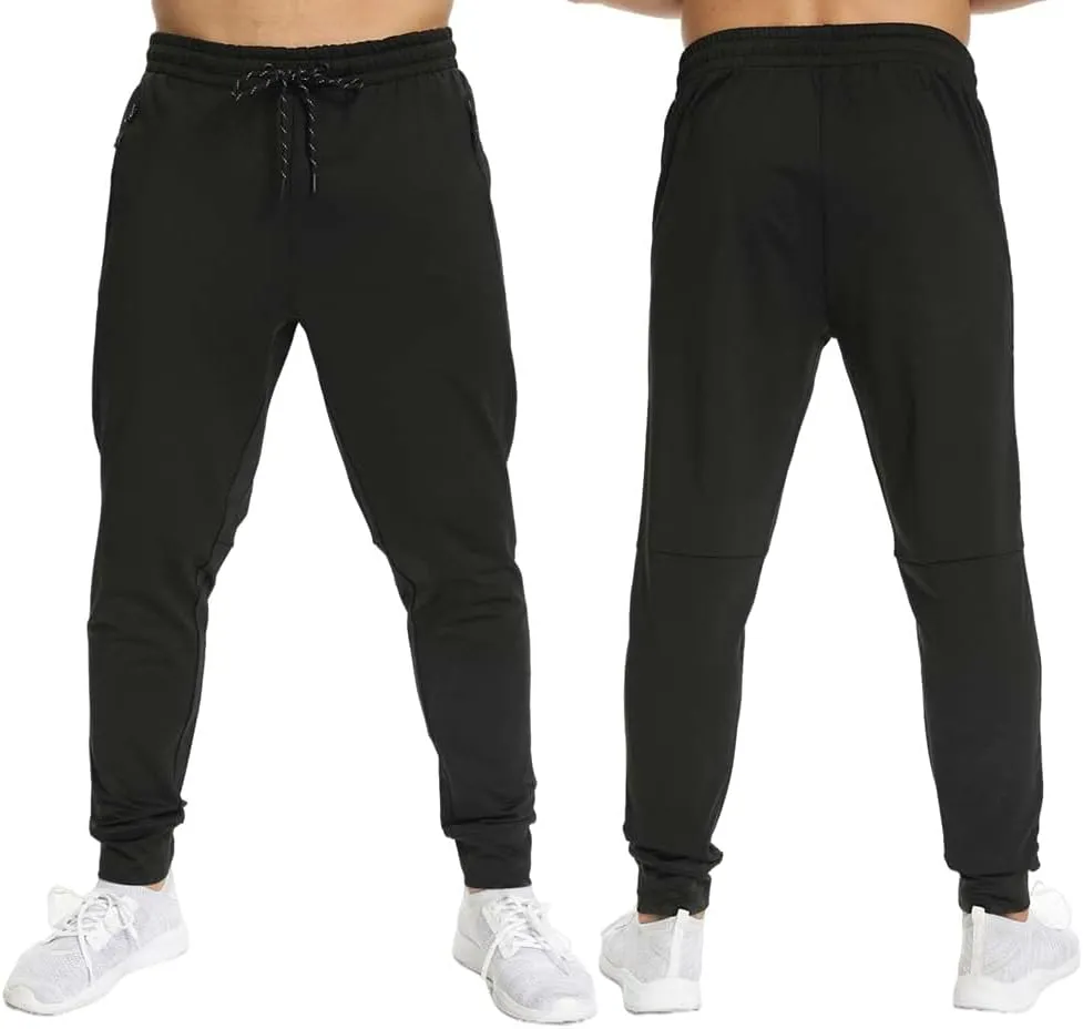 1 Pack/2 Pack Mens Jogger Gym Sweatpants, Athletic Jogger Workout Pants for Men,Running Track Pants with Zipper Pockets