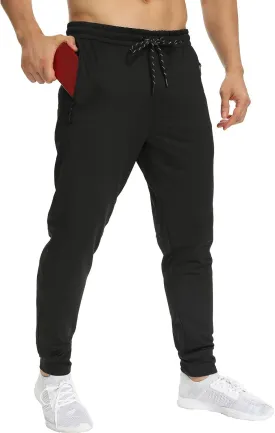 1 Pack/2 Pack Mens Jogger Gym Sweatpants, Athletic Jogger Workout Pants for Men,Running Track Pants with Zipper Pockets