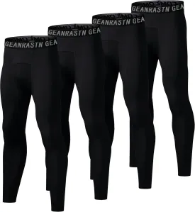 1/2/3/4 Pack Boys' Youth Compression Leggings Pants Tights Athletic Base for Basketball Running Hockey Jiu Jitsu