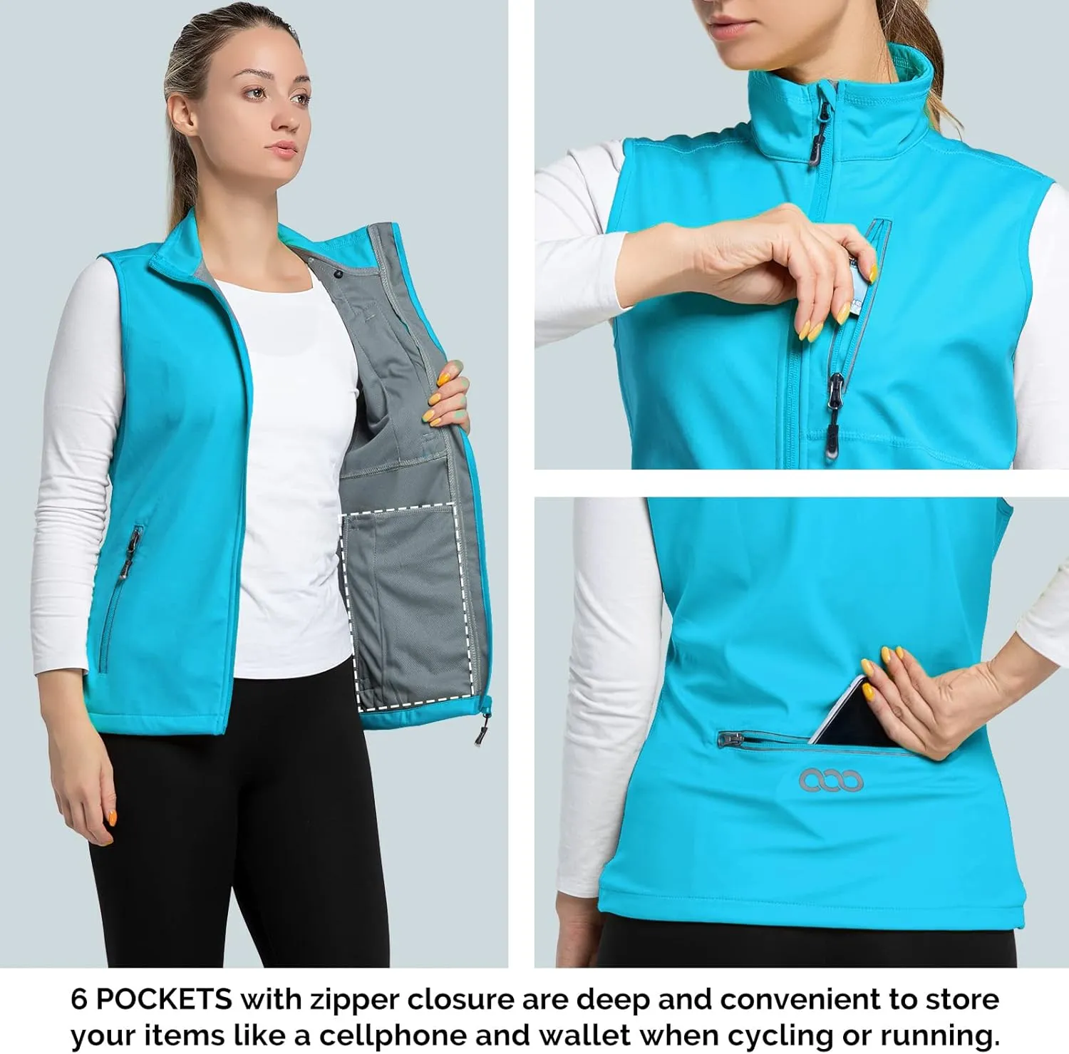 33,000ft Women's Lightweight Running Vest Outerwear with Pockets, Windproof Sleeveless Jacket for Golf Hiking Travel
