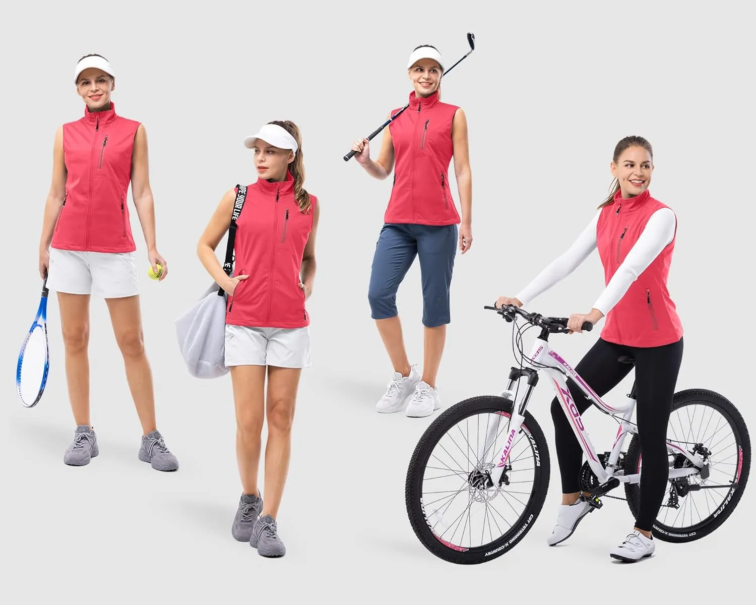33,000ft Women's Lightweight Running Vest Outerwear with Pockets, Windproof Sleeveless Jacket for Golf Hiking Travel