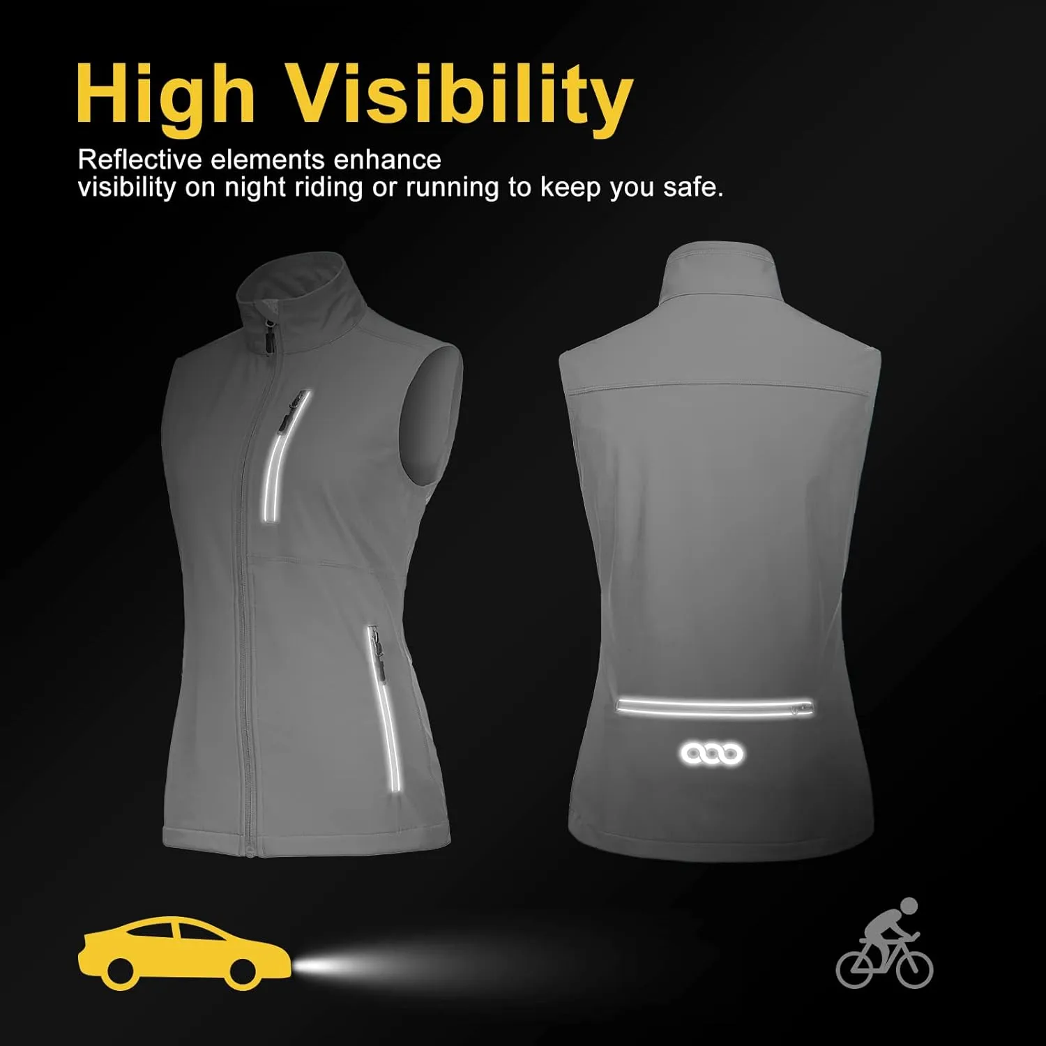 33,000ft Women's Lightweight Running Vest Outerwear with Pockets, Windproof Sleeveless Jacket for Golf Hiking Travel