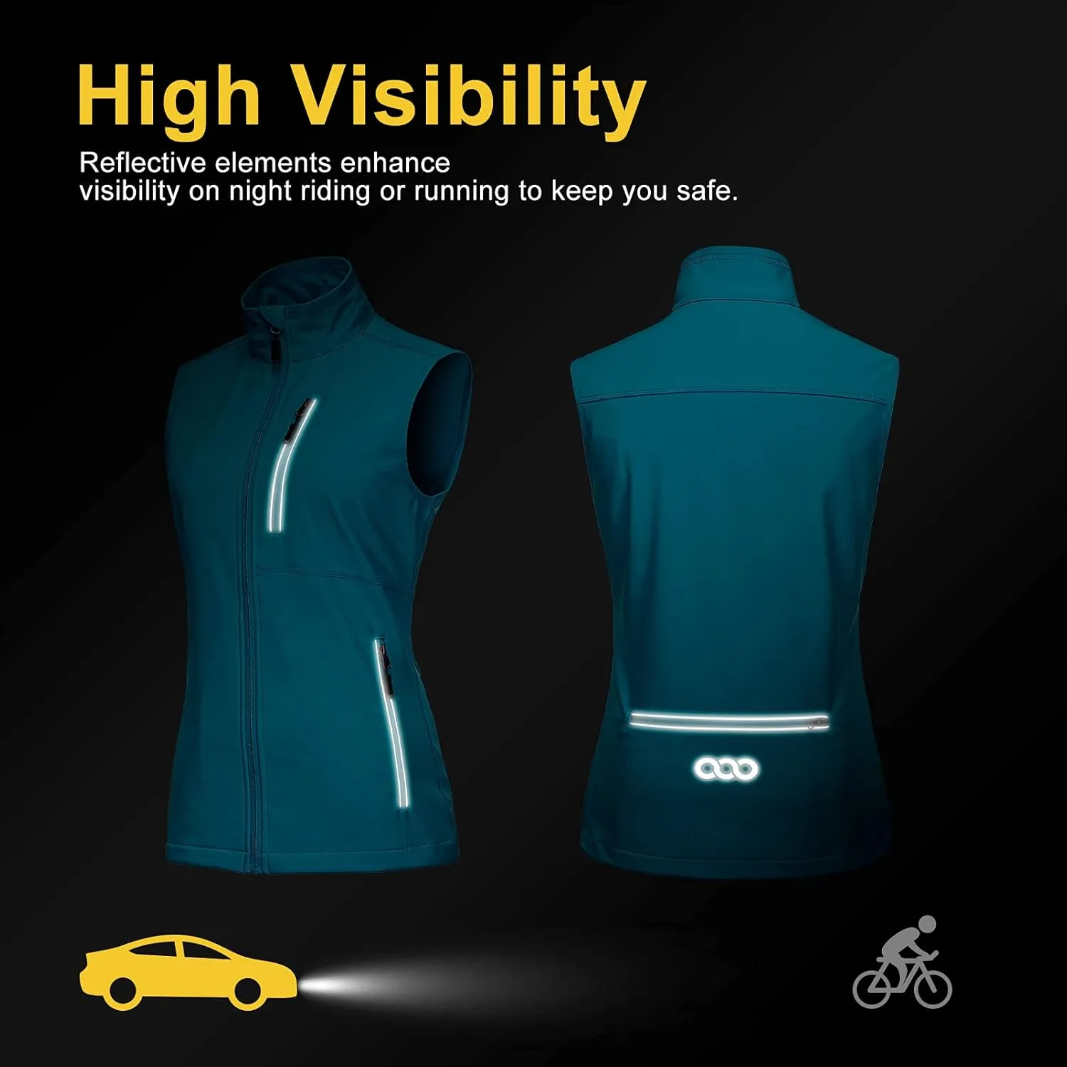33,000ft Women's Lightweight Running Vest Outerwear with Pockets, Windproof Sleeveless Jacket for Golf Hiking Travel