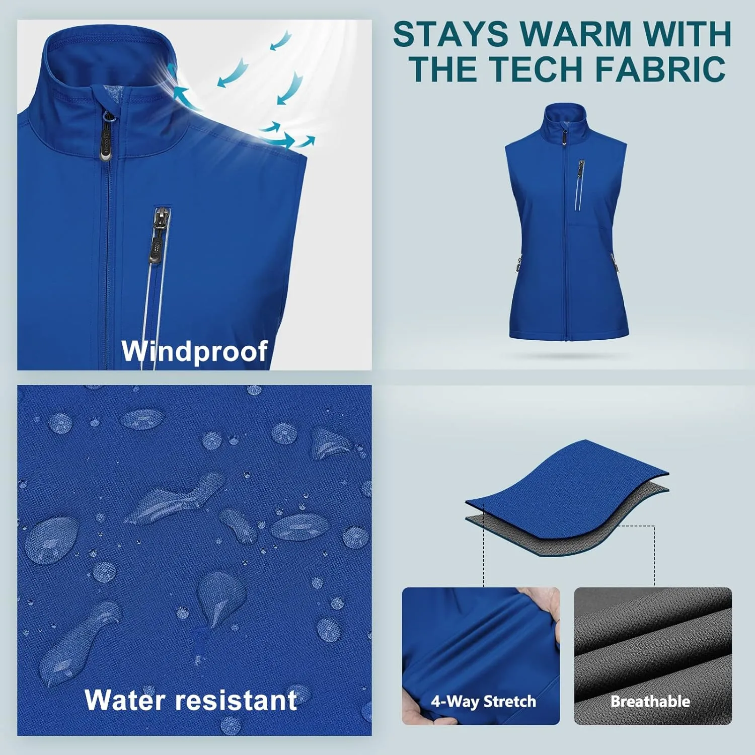 33,000ft Women's Lightweight Running Vest Outerwear with Pockets, Windproof Sleeveless Jacket for Golf Hiking Travel