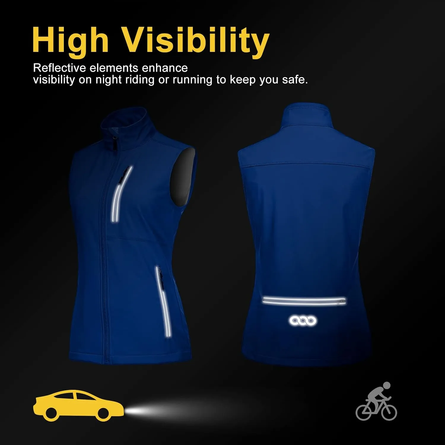 33,000ft Women's Lightweight Running Vest Outerwear with Pockets, Windproof Sleeveless Jacket for Golf Hiking Travel