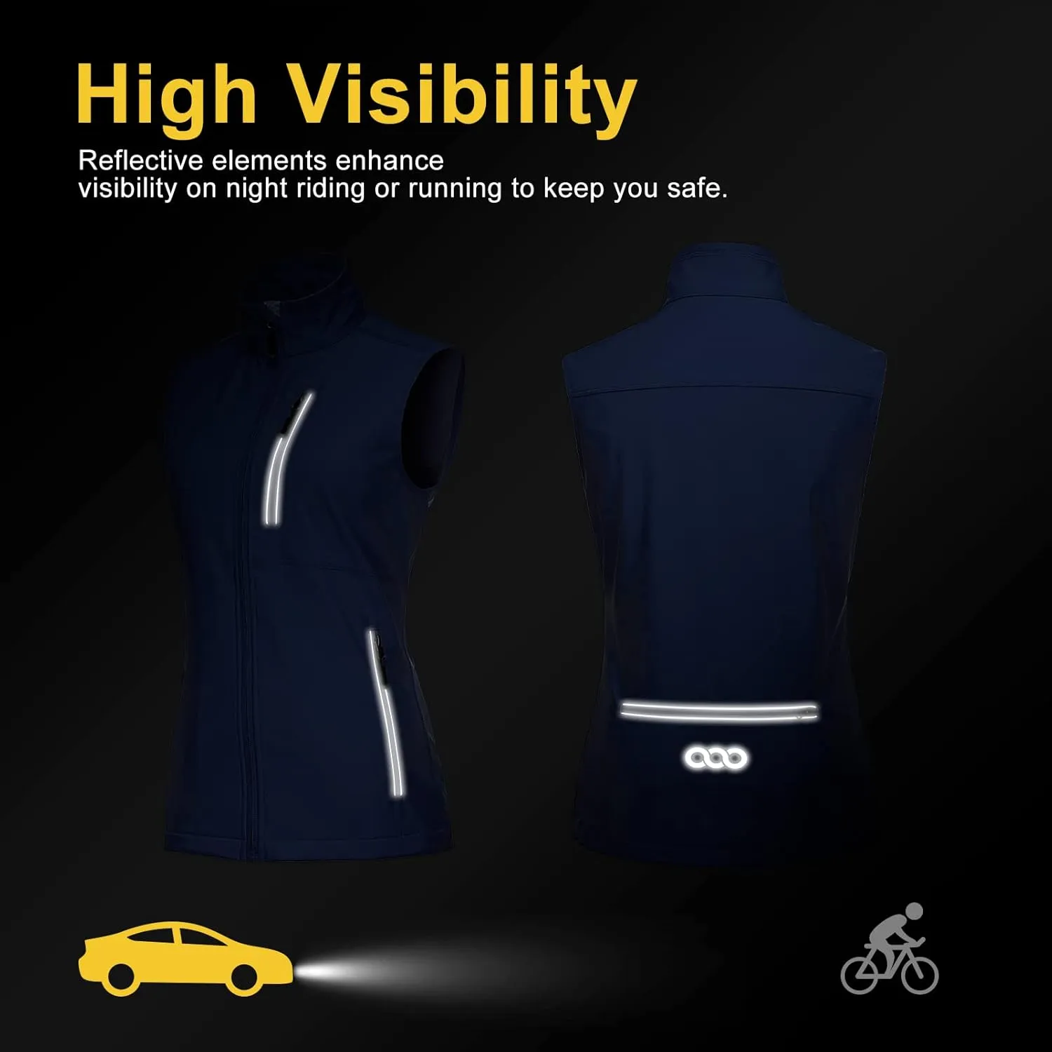 33,000ft Women's Lightweight Running Vest Outerwear with Pockets, Windproof Sleeveless Jacket for Golf Hiking Travel