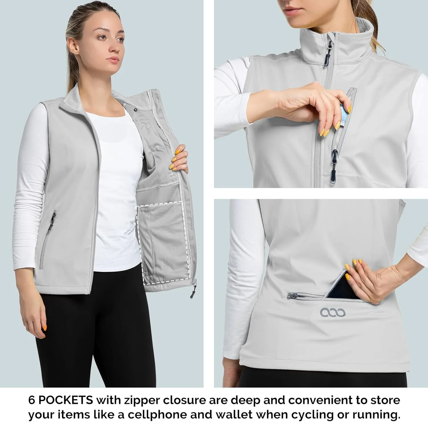 33,000ft Women's Lightweight Running Vest Outerwear with Pockets, Windproof Sleeveless Jacket for Golf Hiking Travel