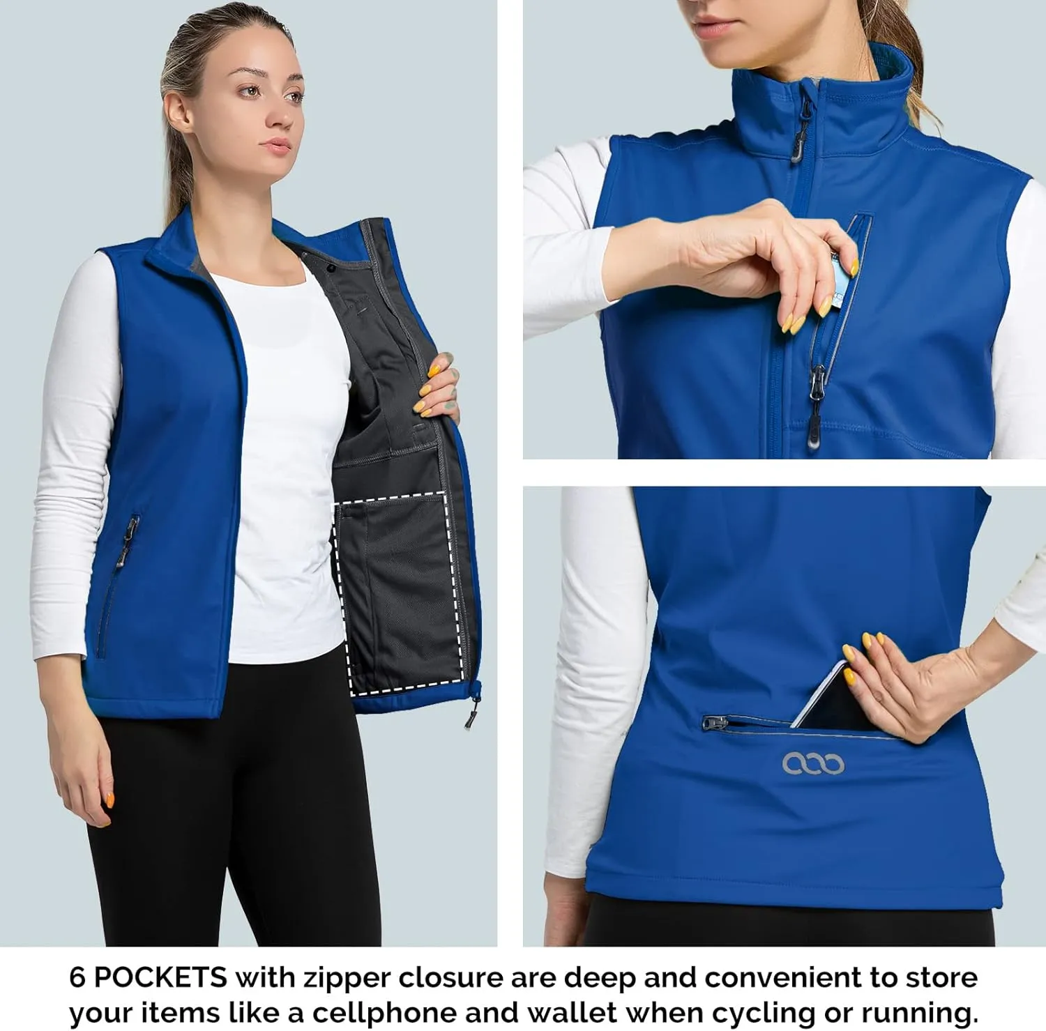 33,000ft Women's Lightweight Running Vest Outerwear with Pockets, Windproof Sleeveless Jacket for Golf Hiking Travel