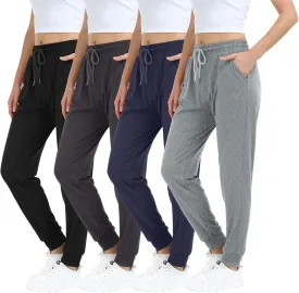 4 Pack Women's Lightweight Sweatpants with Pockets for Running Yoga Workout