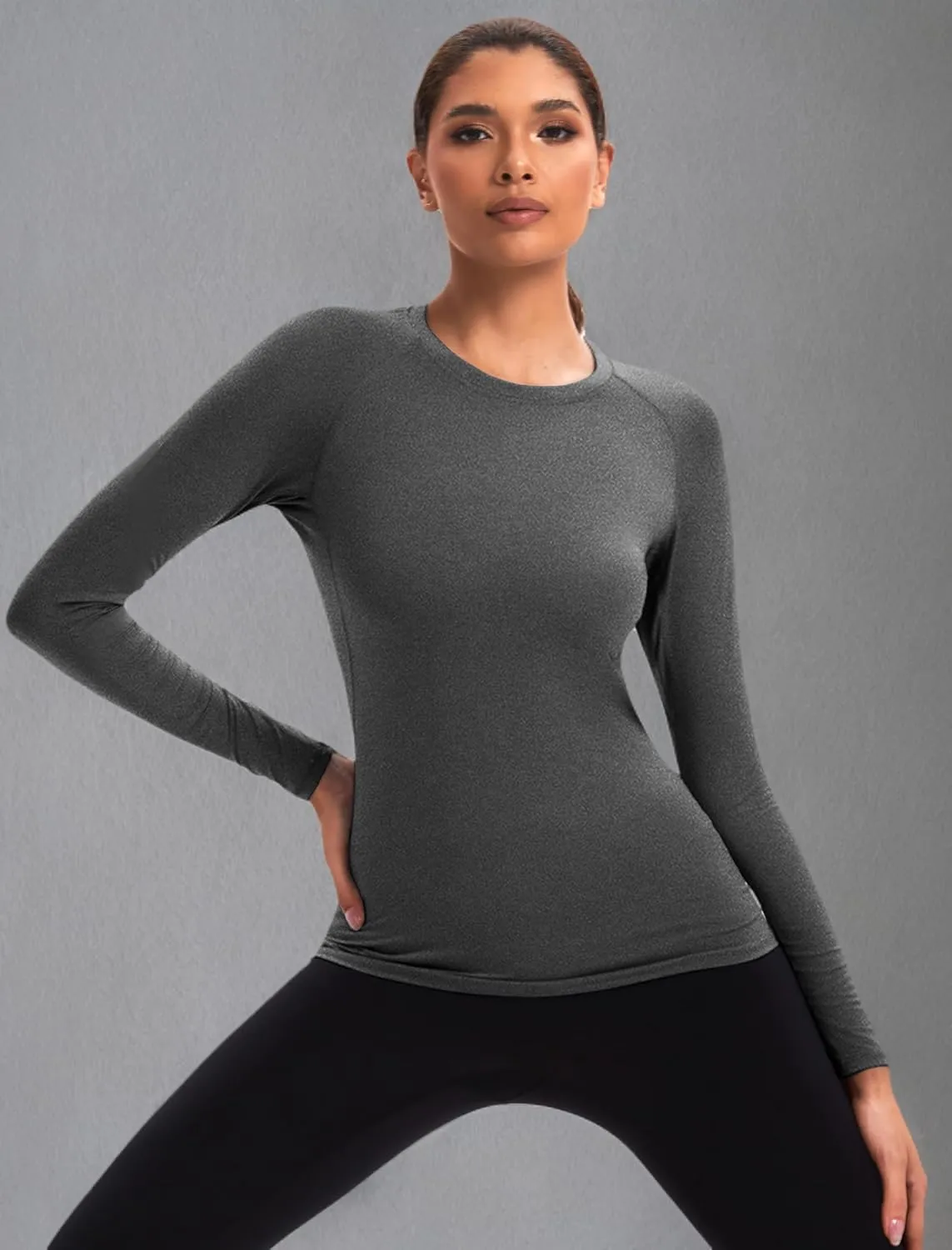 5 Pack Women's Compression Shirt Long Sleeve Workout Tops Athletic Baselayer Quick Dry Gym Yoga Running T-Shirt