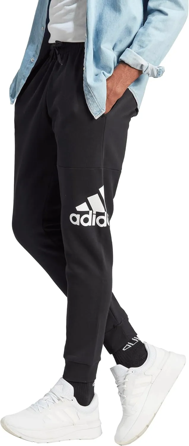 adidas Mens Essentials Fleece Tapered Cuff Logo Joggers Training Casual - Blue