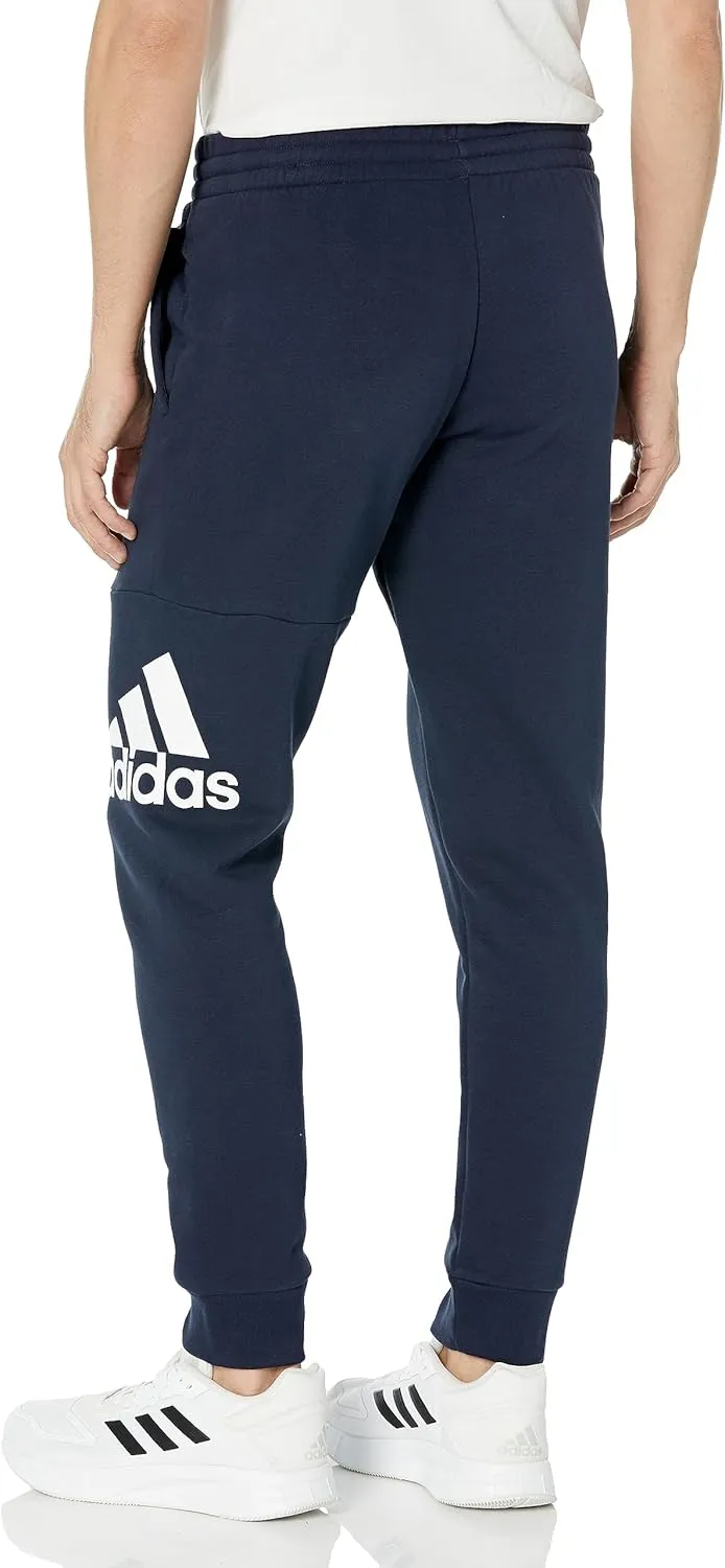 adidas Mens Essentials Fleece Tapered Cuff Logo Joggers Training Casual - Blue
