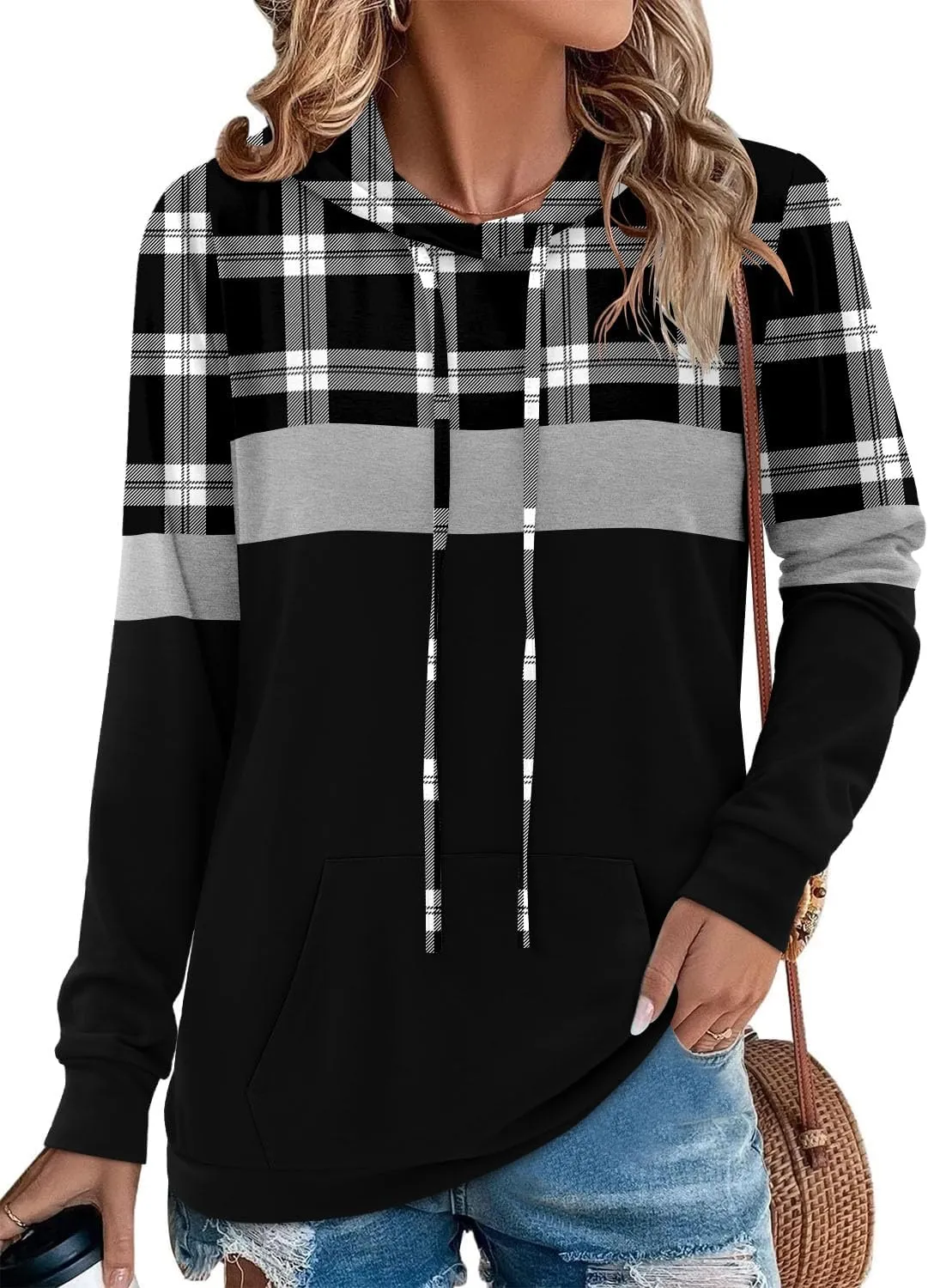 Angerella Hoodies for Women Camo Leopard Print Tops Pullover Hooded Sweatshirt Drawstring with Pocket