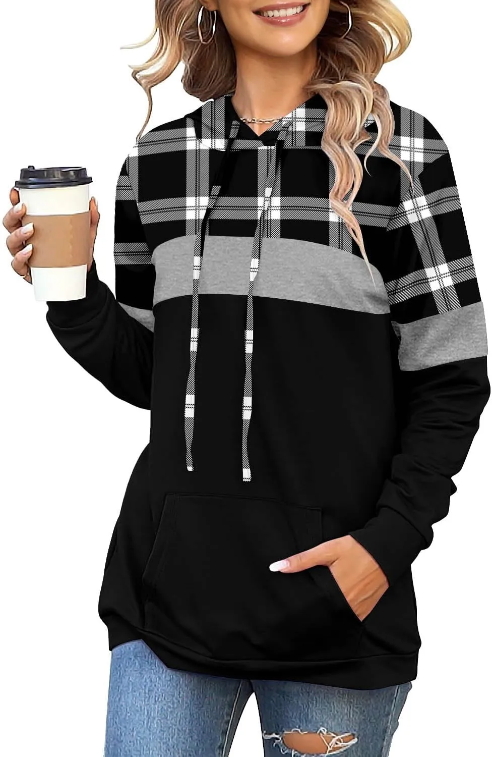 Angerella Hoodies for Women Camo Leopard Print Tops Pullover Hooded Sweatshirt Drawstring with Pocket