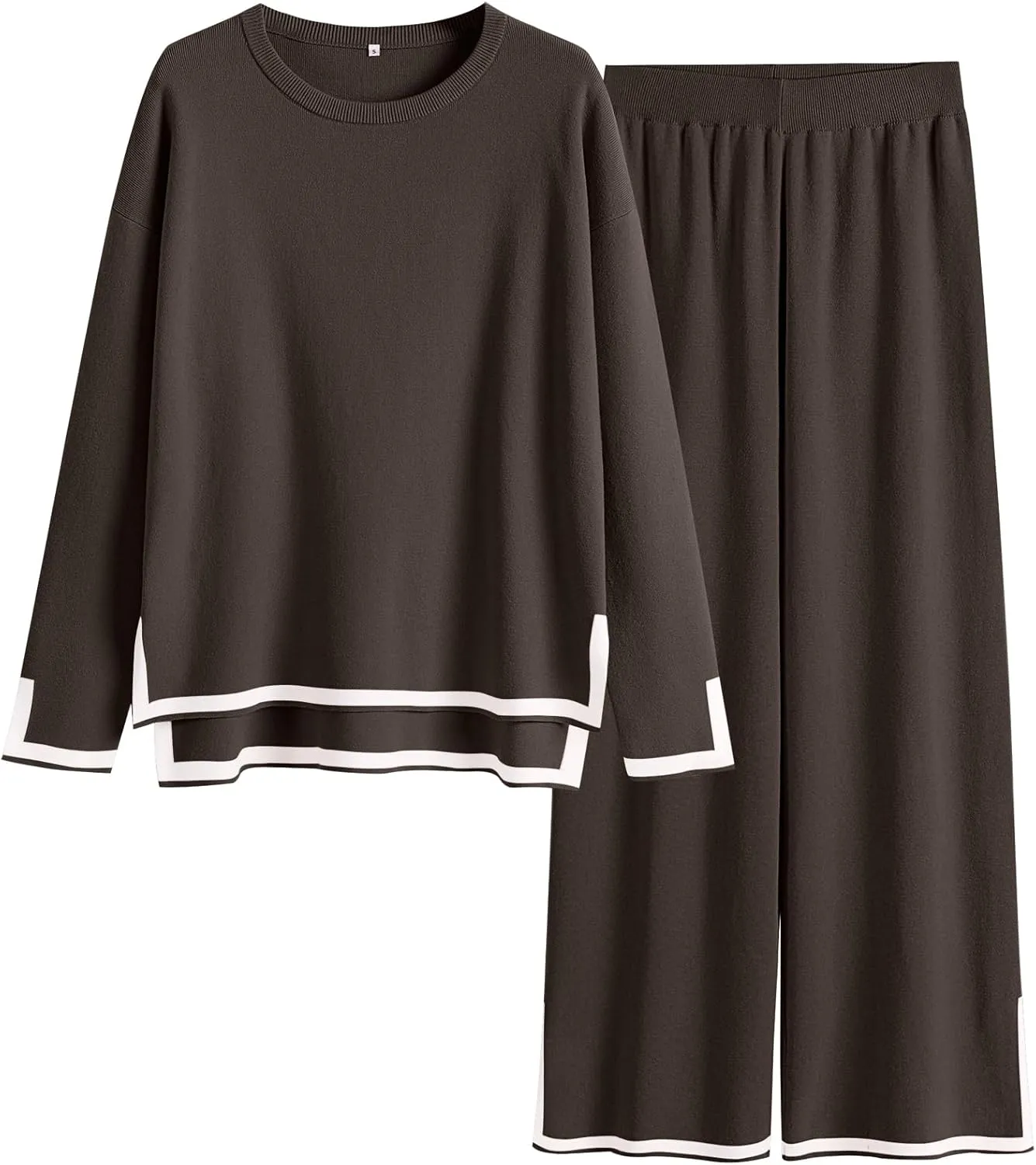 ANRABESS Women's Two Piece Outfits Knit Pullover Sweater Tops & Wide leg Pants Lounge Matching Sweatsuit Tracksuits Sets