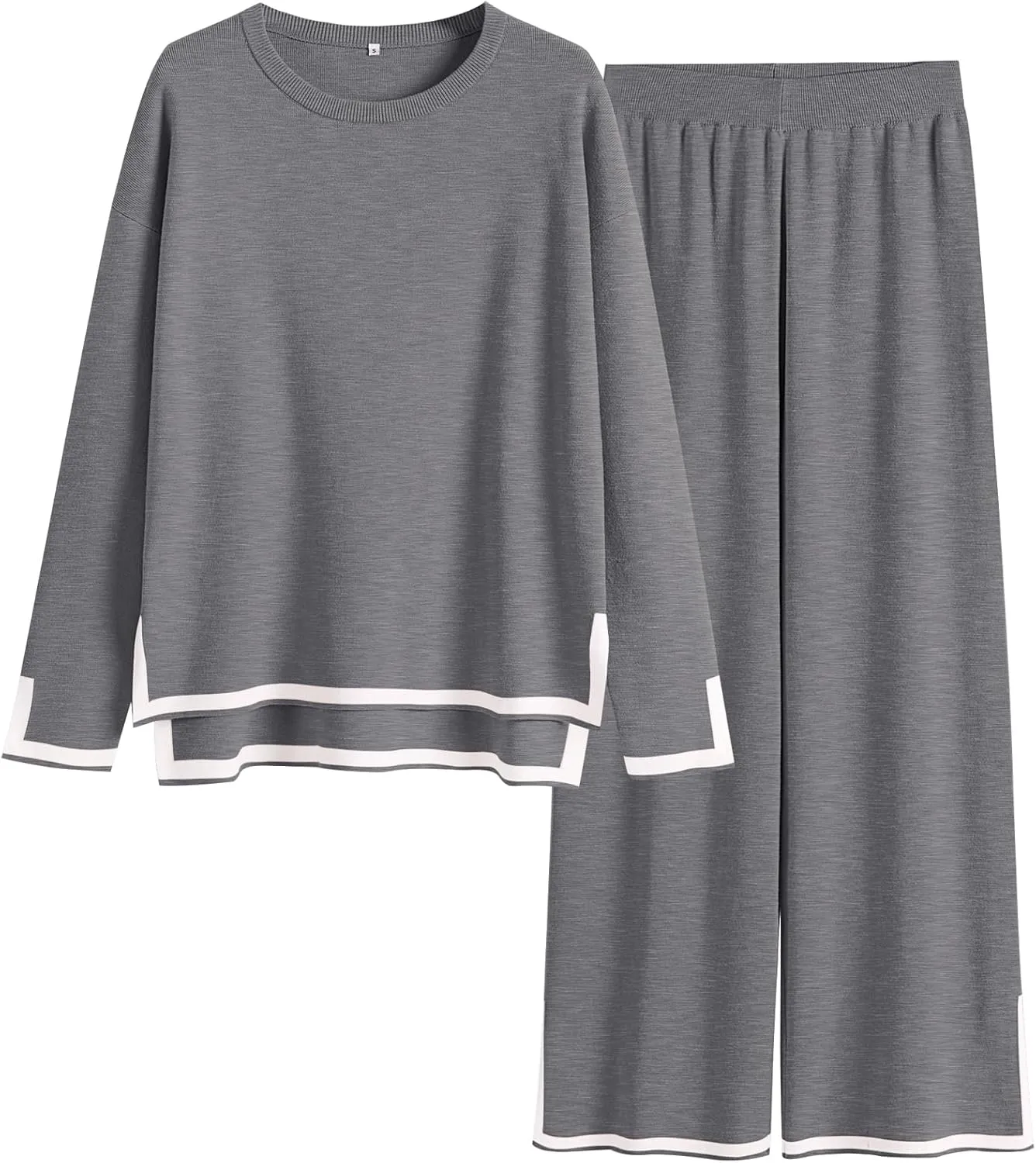 ANRABESS Women's Two Piece Outfits Knit Pullover Sweater Tops & Wide leg Pants Lounge Matching Sweatsuit Tracksuits Sets