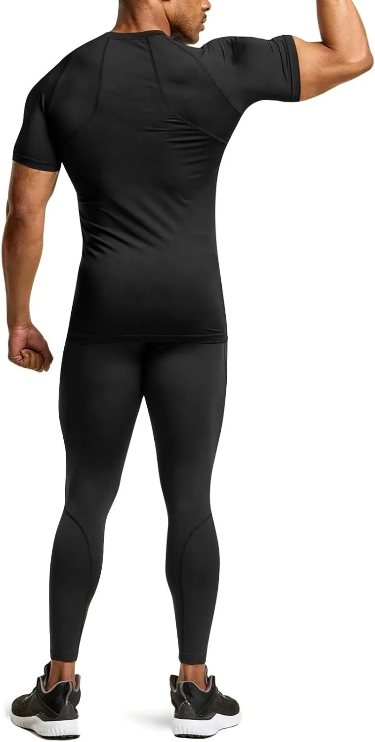 ATHLIO Men's Cool Dry Short Sleeve Compression Shirts, Sports Baselayer T-Shirts Tops, Athletic Workout Shirt