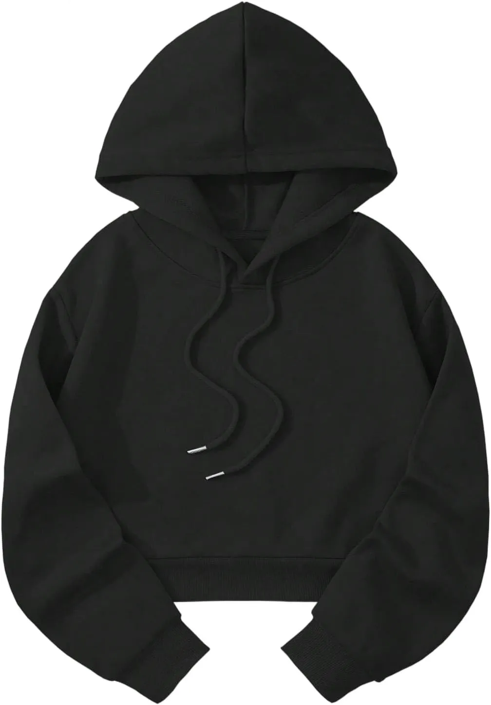 Avanova Women Los Angeles Graphic Drawstring Crop Hoodie Long Sleeve Drop Shoulder Pullover Sweatshirt