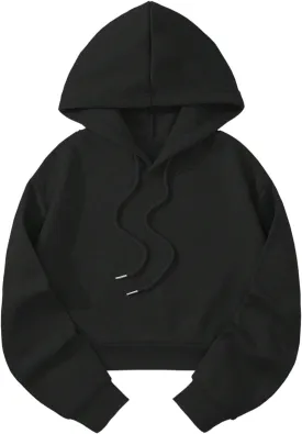Avanova Women Los Angeles Graphic Drawstring Crop Hoodie Long Sleeve Drop Shoulder Pullover Sweatshirt