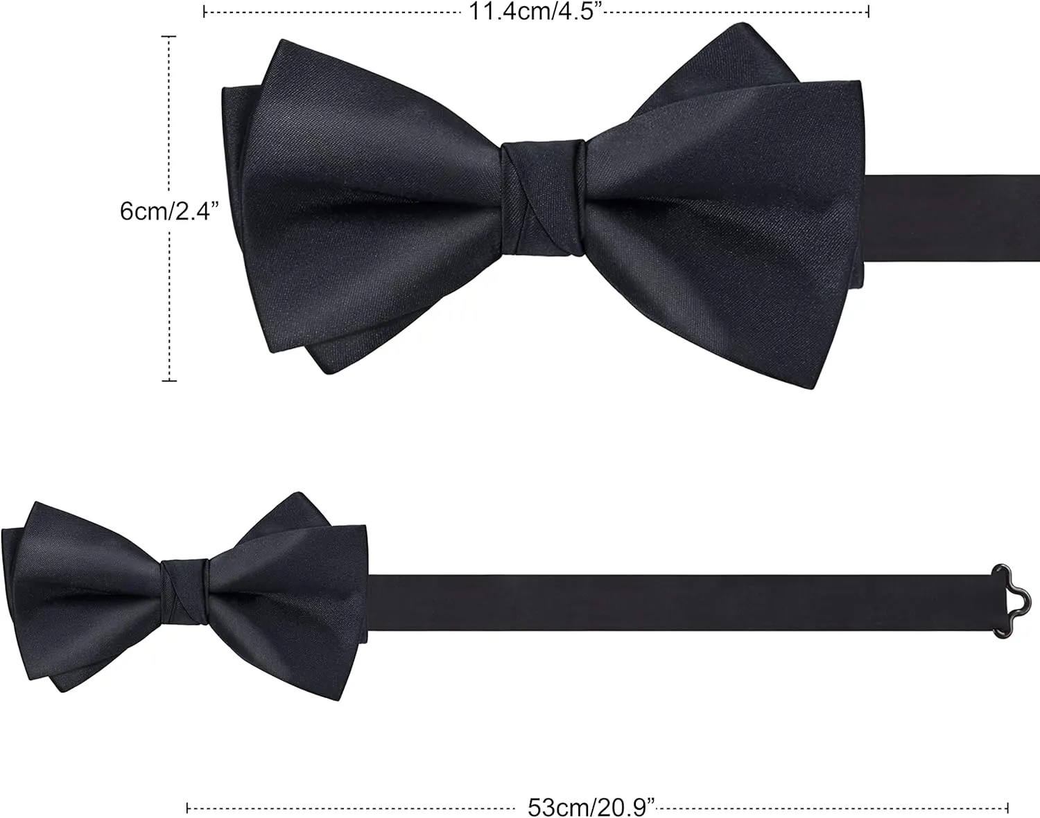 Bow Ties for Men, Mens Pre-Tie Bow Tie Satin Silk Adjustable Bow Tie Cufflinks Handkerchief Sets With Gift Box
