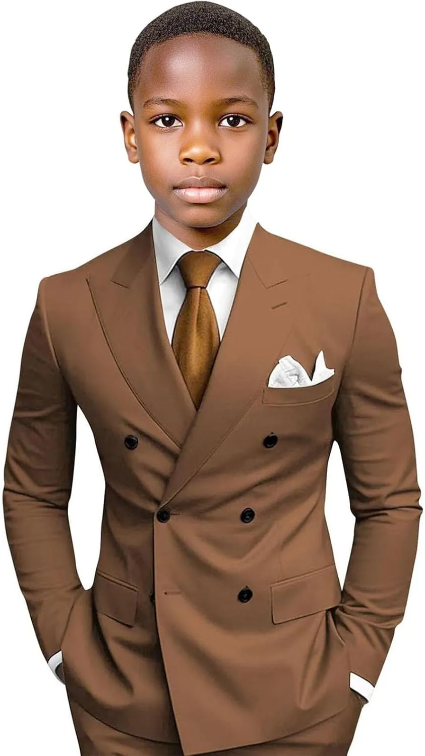 Boys Suit for Wedding 3 Piece Formal Slim Fit Suits Double Breasted Suits for Kids Tuxedo Set Prom Party Homecoming