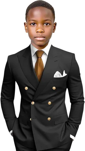 Boys Suit for Wedding 3 Piece Formal Slim Fit Suits Double Breasted Suits for Kids Tuxedo Set Prom Party Homecoming