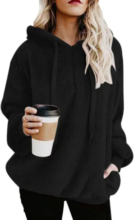 Century Star Womens Fuzzy Hoodies Pullover Sport Hoodie Cozy Oversized Pockets Hooded Sweatshirt Athletic Fleece Hoodies