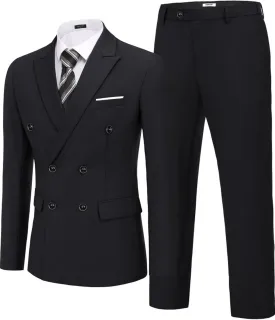 COOFANDY Men's 2 Piece Double Breasted Suits Slim Fit Tuxedo Jacket and Dress Pants Set for Wedding Business Prom