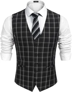 COOFANDY Men's Business Suit Vest Casual Dress Vest Slim Fit Formal Waistcoat