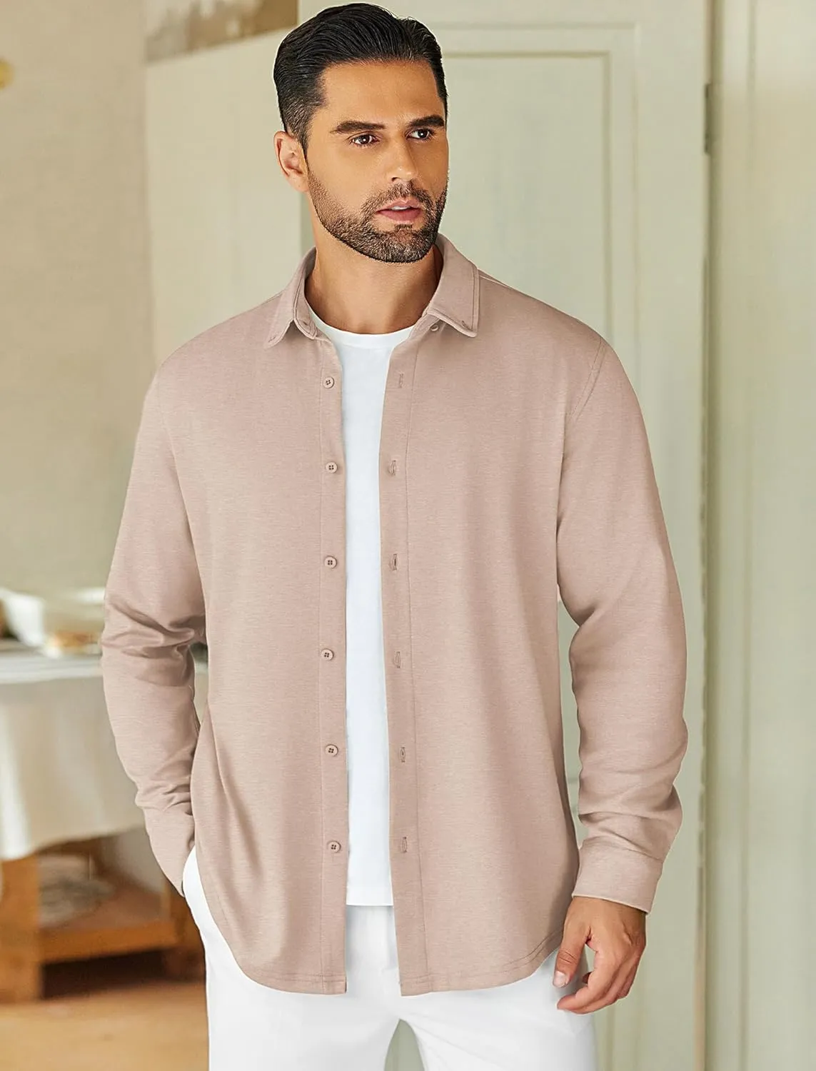COOFANDY Mens Long Sleeve Wrinkle Free Shirts Stretch Dress Shirts Regular Fit Button Down Shirt