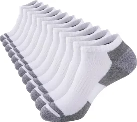 COOPLUS 12 Pack Mens Cushioned Ankle Socks, Low Cut Breathable Casual Socks (Shoe Size 6-11)