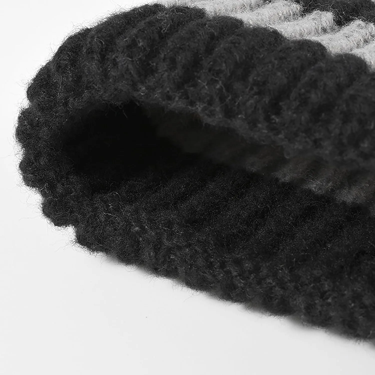 CORIRESHA Unisex Fashion Striped Beanie Cuffed Winter Warm Cozy Chunky Rib Knit Hat