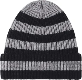 CORIRESHA Unisex Fashion Striped Beanie Cuffed Winter Warm Cozy Chunky Rib Knit Hat