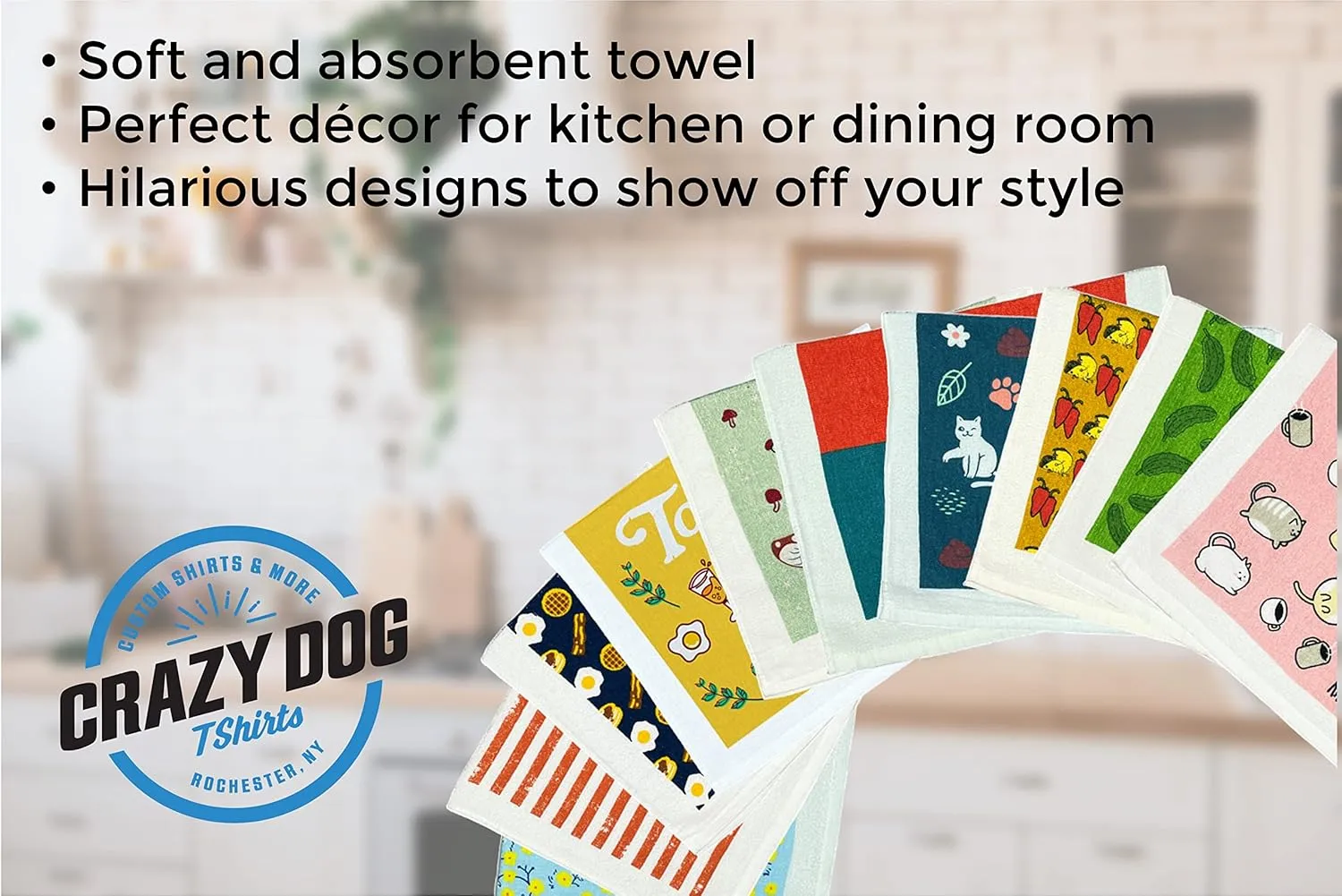 Crazy Dog T-Shirts Easily Distracted by Dogs Funny Puppy Pet Lovers Tea Towel