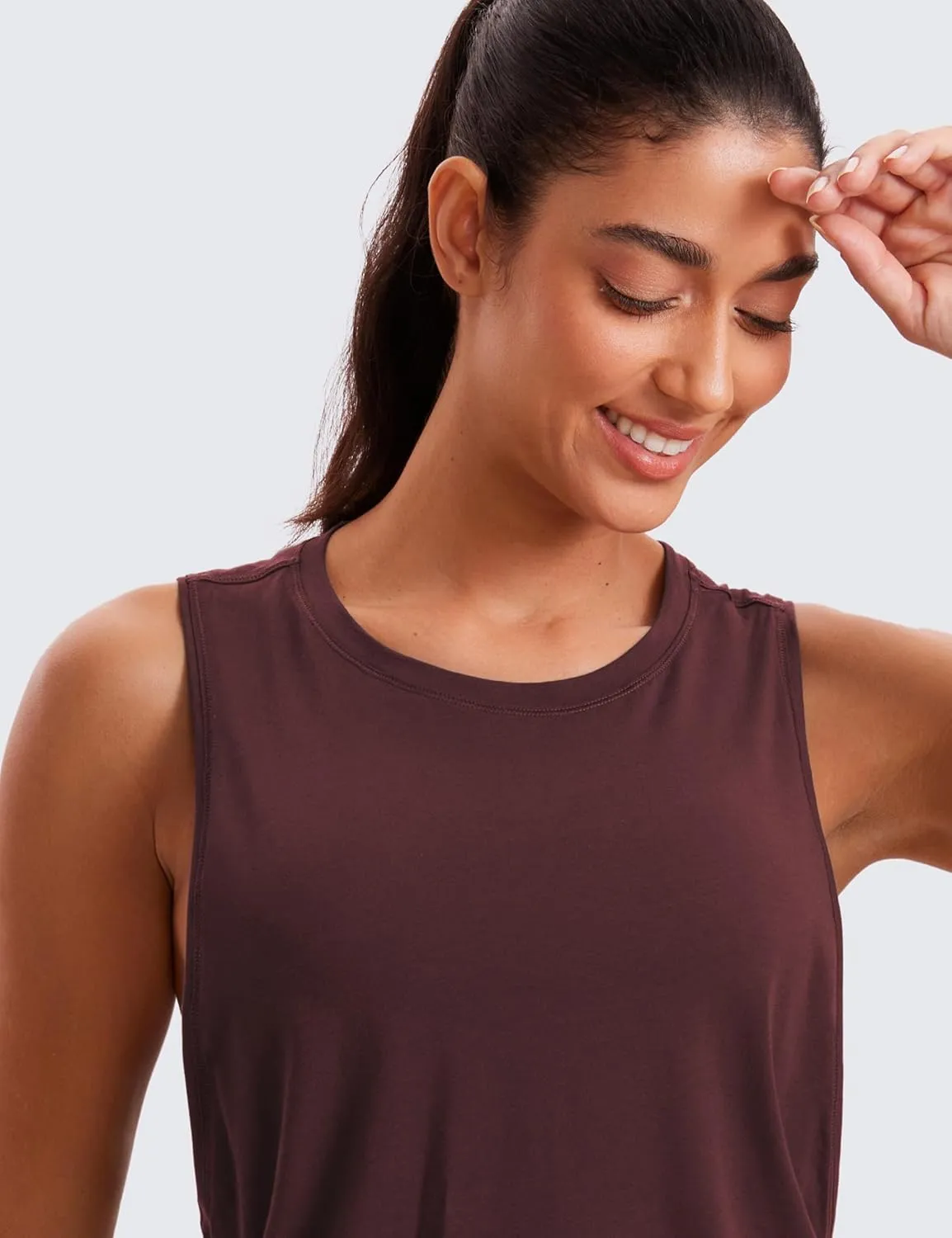 CRZ YOGA Pima Cotton Cropped Workout Tank Tops for Women - Sleeveless Sports Athletic Yoga Running Gym Crop Shirts