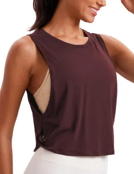 CRZ YOGA Pima Cotton Cropped Workout Tank Tops for Women - Sleeveless Sports Athletic Yoga Running Gym Crop Shirts