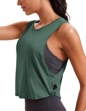 CRZ YOGA Pima Cotton Cropped Workout Tank Tops for Women - Sleeveless Sports Athletic Yoga Running Gym Crop Shirts