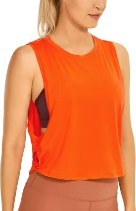 CRZ YOGA Pima Cotton Cropped Workout Tank Tops for Women - Sleeveless Sports Athletic Yoga Running Gym Crop Shirts
