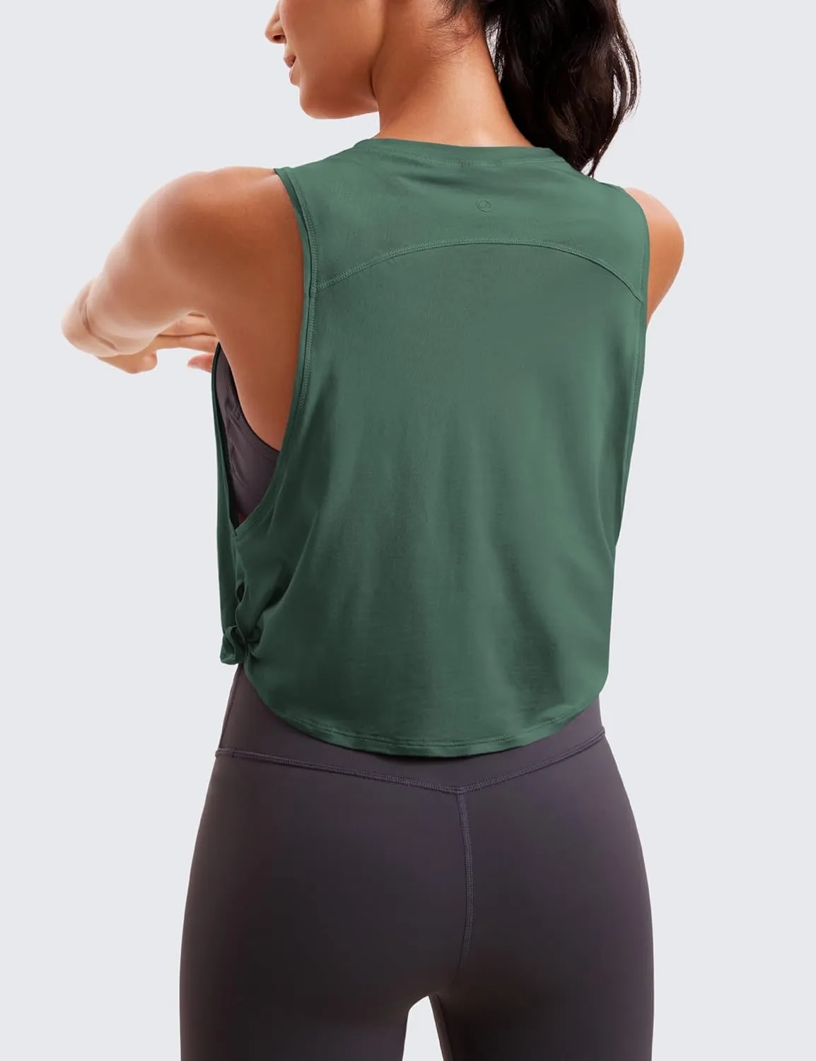 CRZ YOGA Pima Cotton Cropped Workout Tank Tops for Women - Sleeveless Sports Athletic Yoga Running Gym Crop Shirts