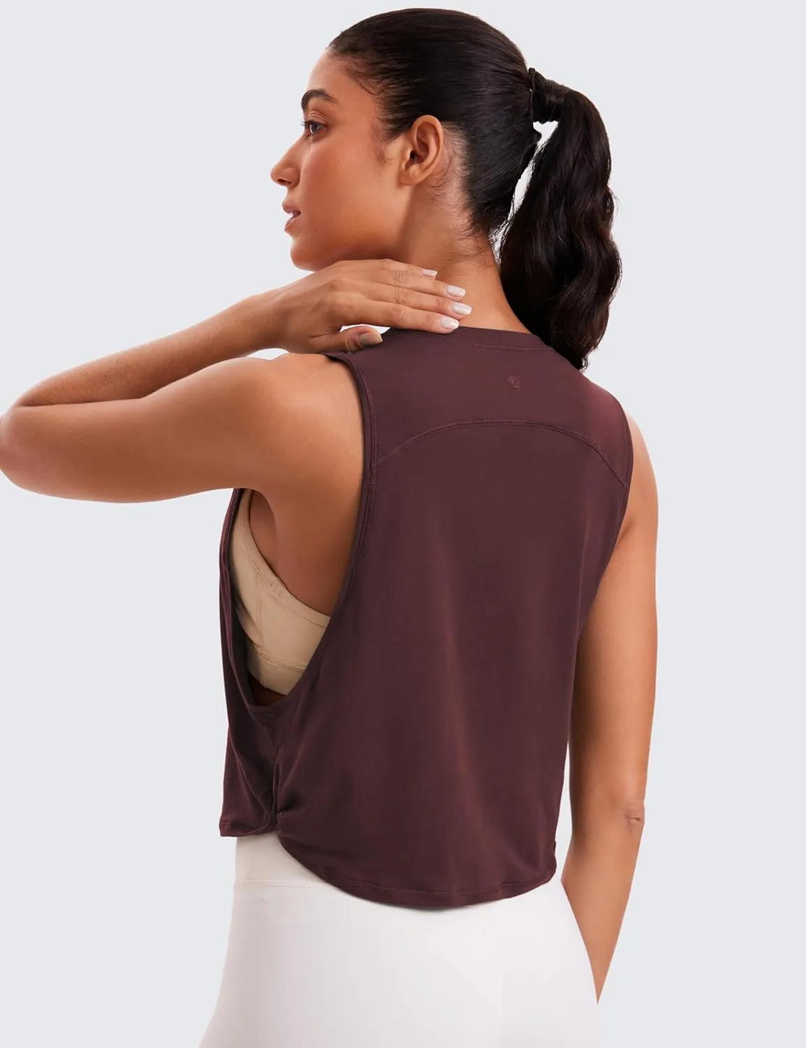 CRZ YOGA Pima Cotton Cropped Workout Tank Tops for Women - Sleeveless Sports Athletic Yoga Running Gym Crop Shirts