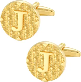 Cufflinks for Men Stainless Steel Cufflinks Classic Initial Cufflink Engraved Silver Cuff Links Alphabet Letter A-Z with Gift Box