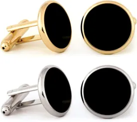 Cufflinks for Men, Tuxedo Studs and Cufflinks Set, Classic Black Gold CuffLinks Luxury Box Gift Ideas for Mens