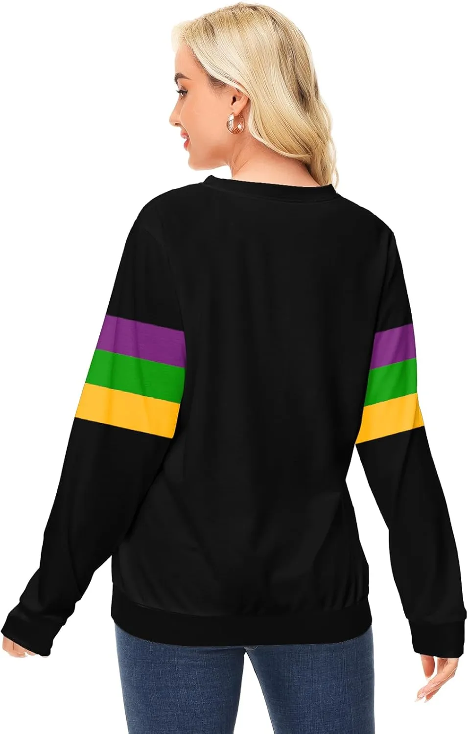 Deerose Women Mardi Gras Sweatshirts St Patricks Long Sleeve Print Shirts
