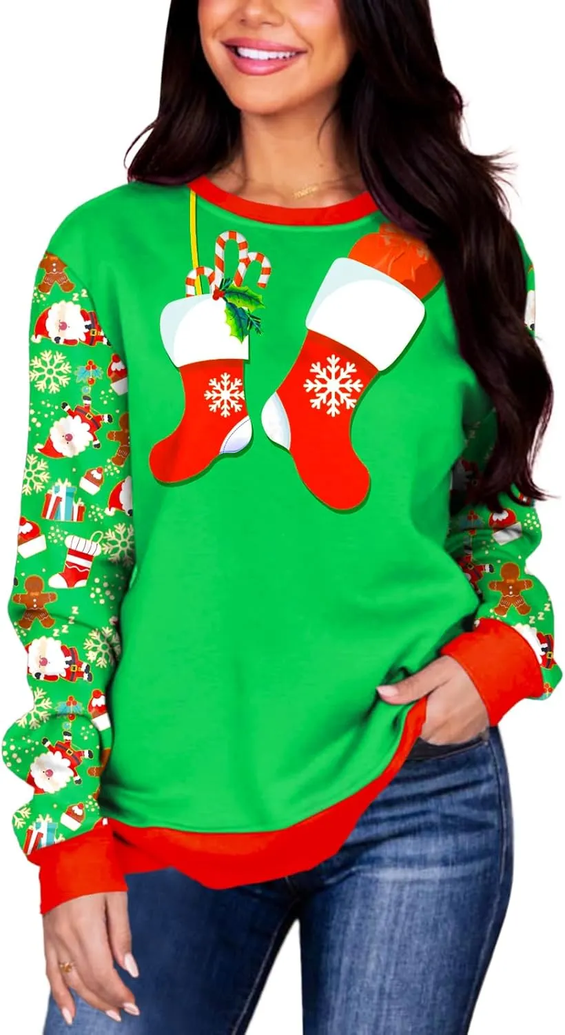 Deerose Women Mardi Gras Sweatshirts St Patricks Long Sleeve Print Shirts