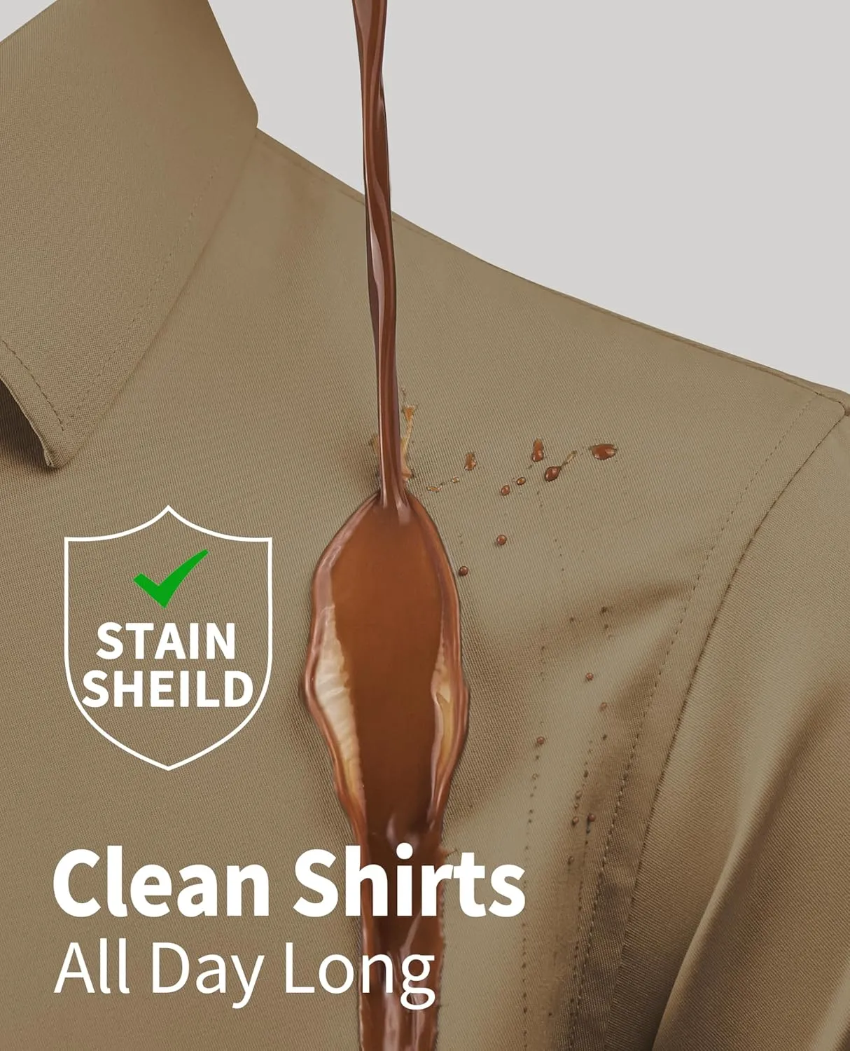 DEMEANOR Stain Shield Dress Shirts for Men Slim Fit Button Down Dress Shirts Long Sleeve Shirt Formal Business Stretch