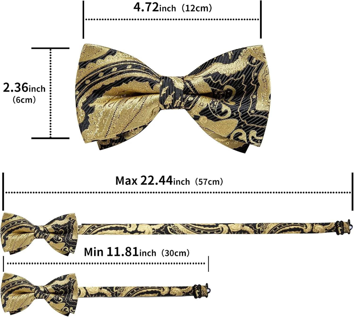 DiBanGu Pre-Tied Bow Ties for Men Silk Adjustable Tuxedo Bowties Pocket Square Cufflinks Set with Lapel Pin Jacquard Woven