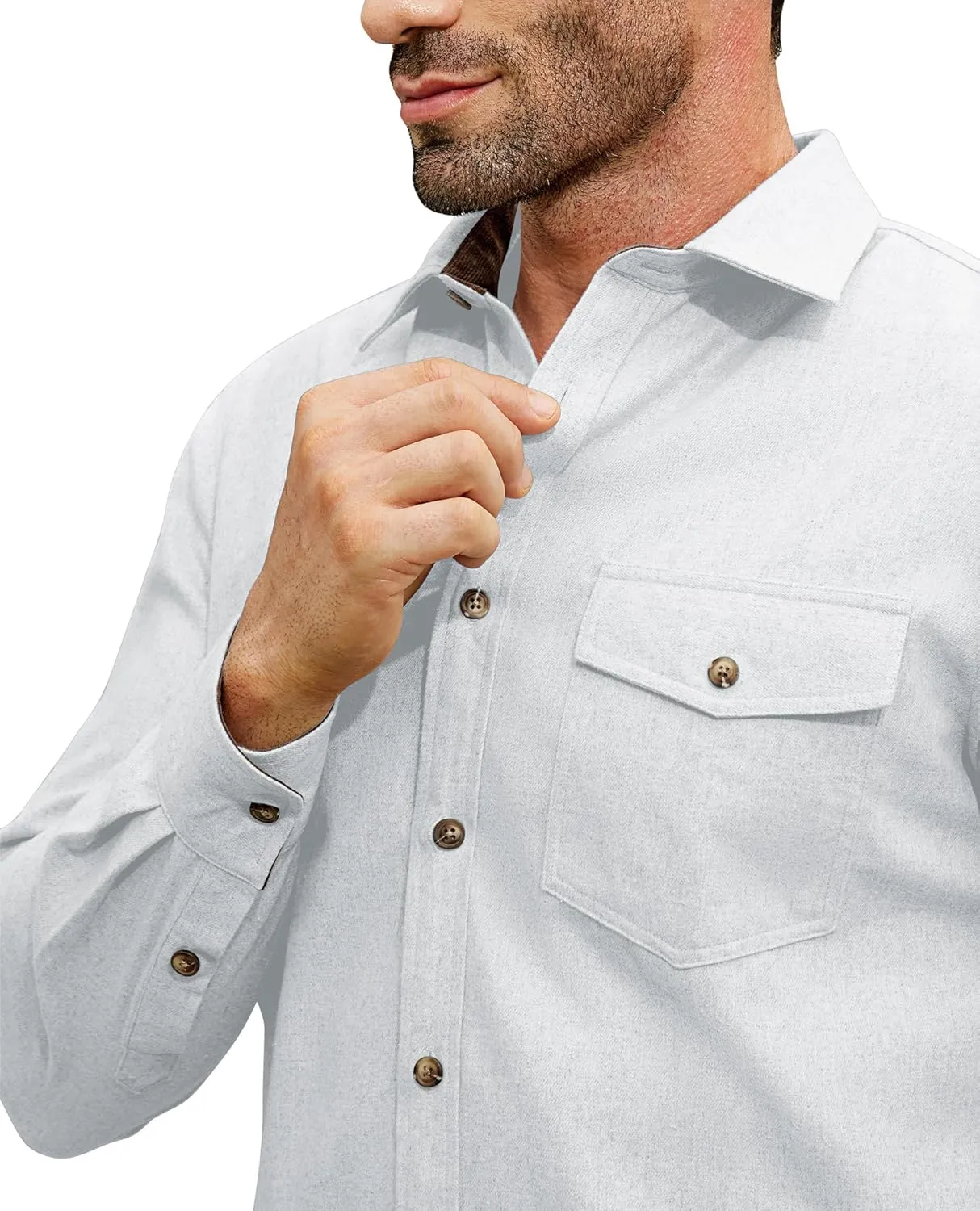 Flannel Shirt for Men Long Sleeve Mens Dress Shirts Cotton Casual Button Down Shirt Big Work Shacket Jackets